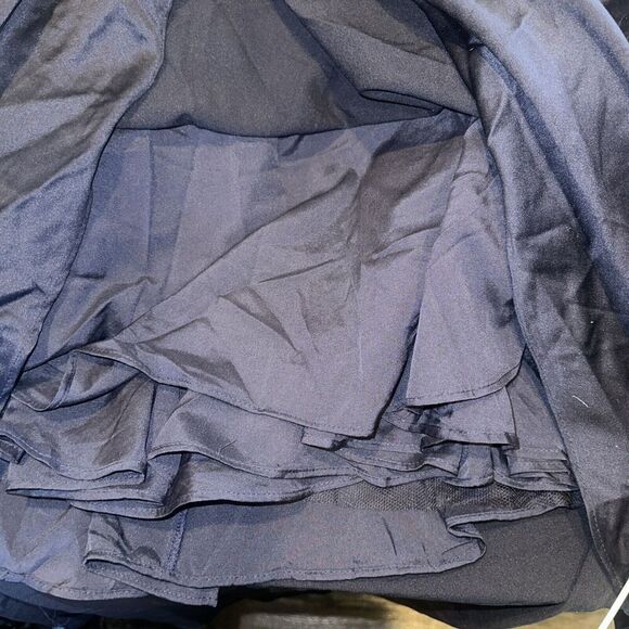 La Femme Womens Off the Shoulder Ruched Satin Trumpet Gown 12 Navy. NWOT. 16 - Picture 6 of 11